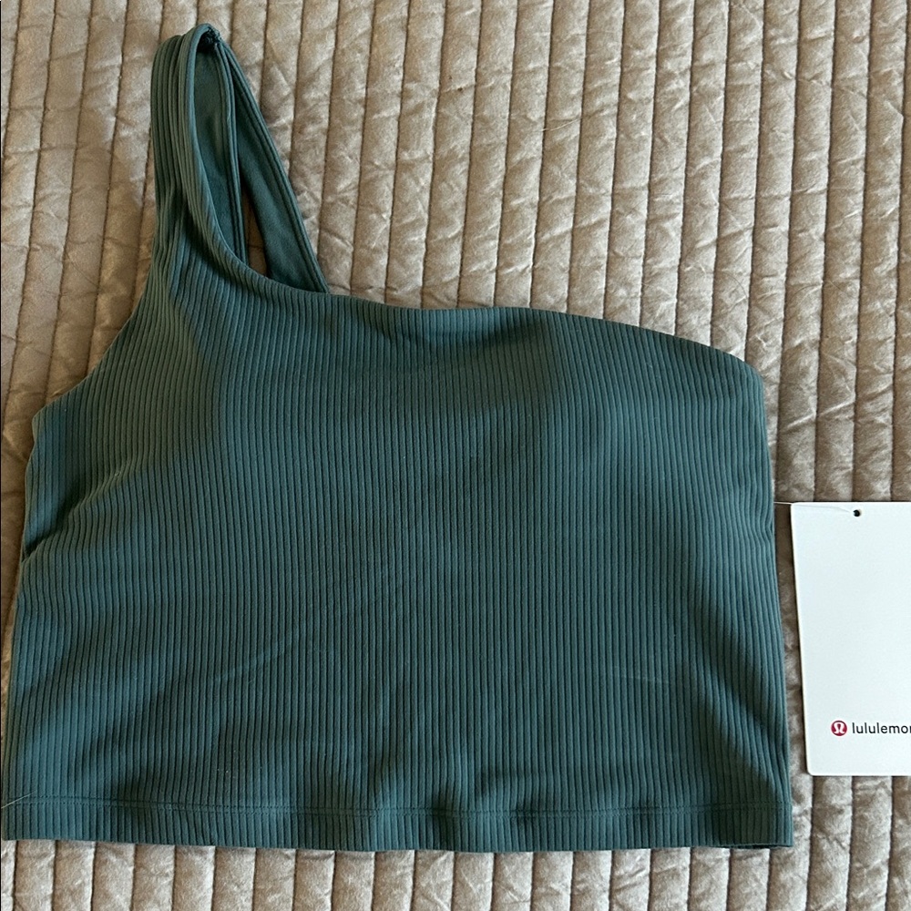 Lululemon Athletica Teal Ribbed One-Shoulder Top
